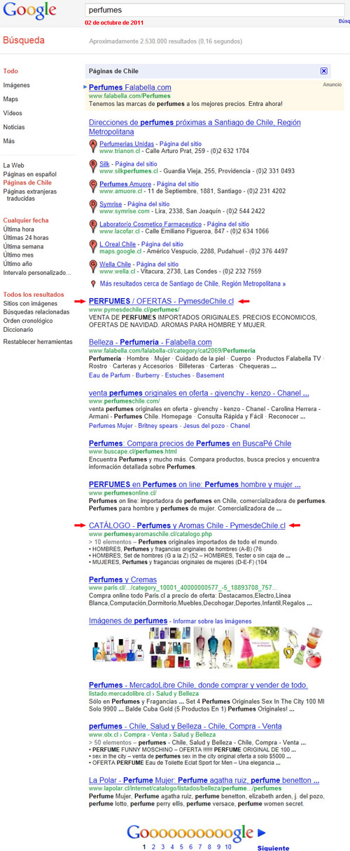 perfumesyaromaschile.cl Google al 23-10-11